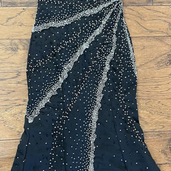 Riva Designs Black Beaded Evening Prom Dress Size 6 Small Strapless Whimsigoth - Picture 5 of 16